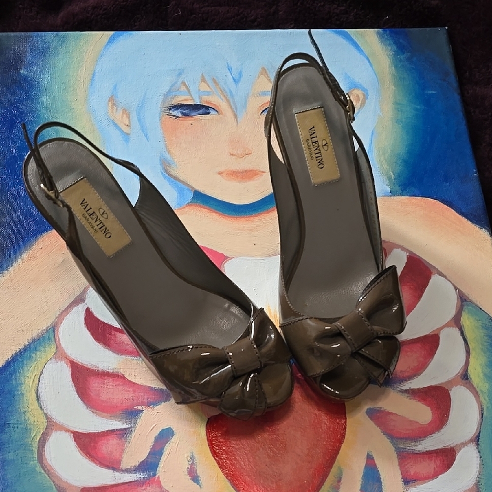 Valentino Women's Brown Bow Slingback Shoes
